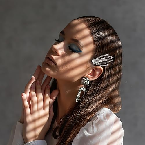 Miniatura 4 de Beaupretty 4 pinzas para el pelo de esqueleto con diamantes de imitación para Halloween, manos de esqueleto, horquillas de horror, pasadores góticos