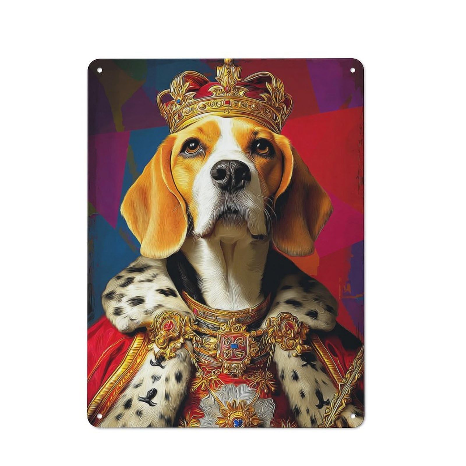 Junmoney Royal Beagle Portrait Art Metal Wall Sign 40X30cm Featuring For Pub Or Café, For Pub Decor Enthusiasts, For Retro Home Interiors