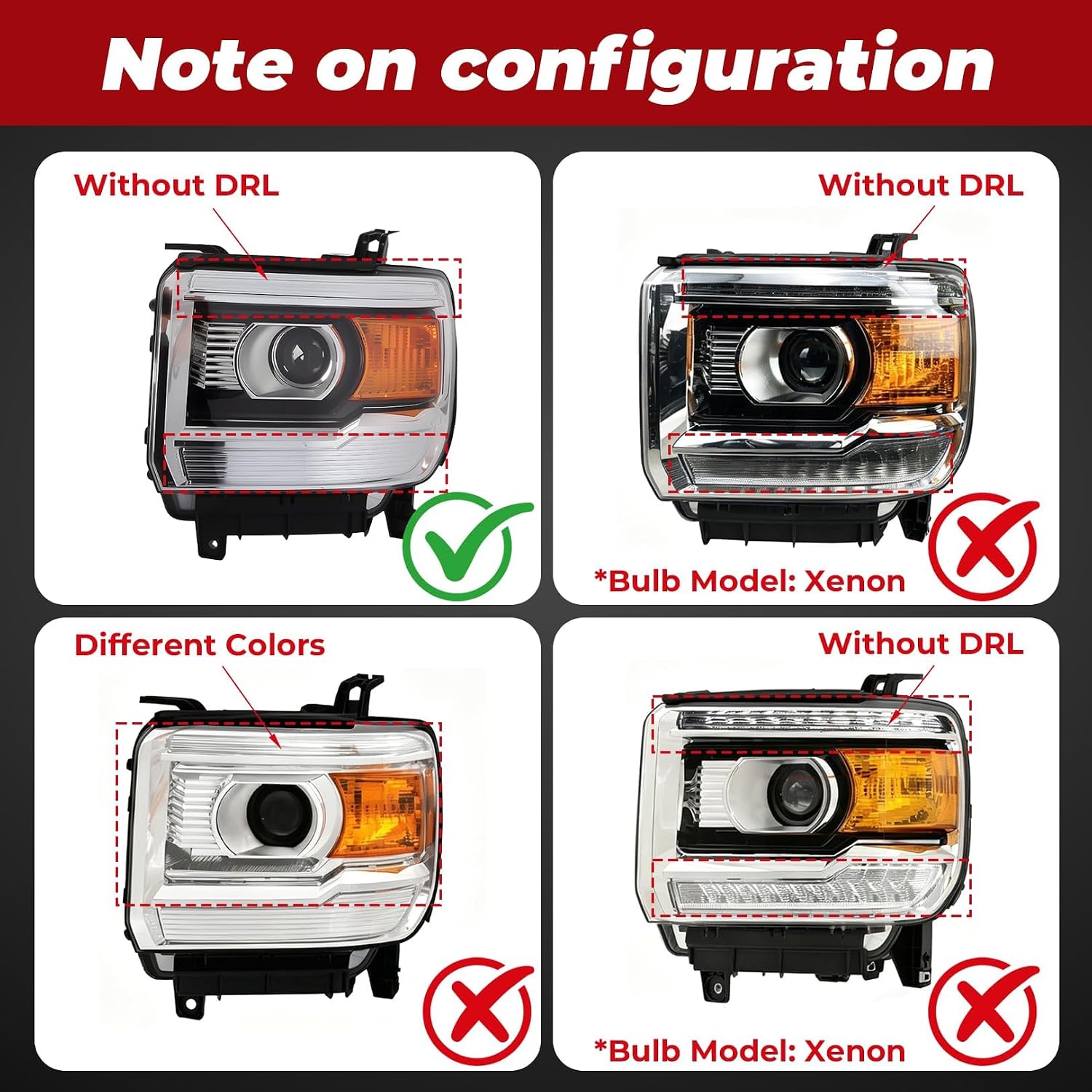 Nakkaa Driver Halogen Headlight Assembly Compatible with Sierra 1500 2014-2015 Sierra 2500HD 3500HD 2015-2019 w/o DRL Front Left Headlamp GM2502394