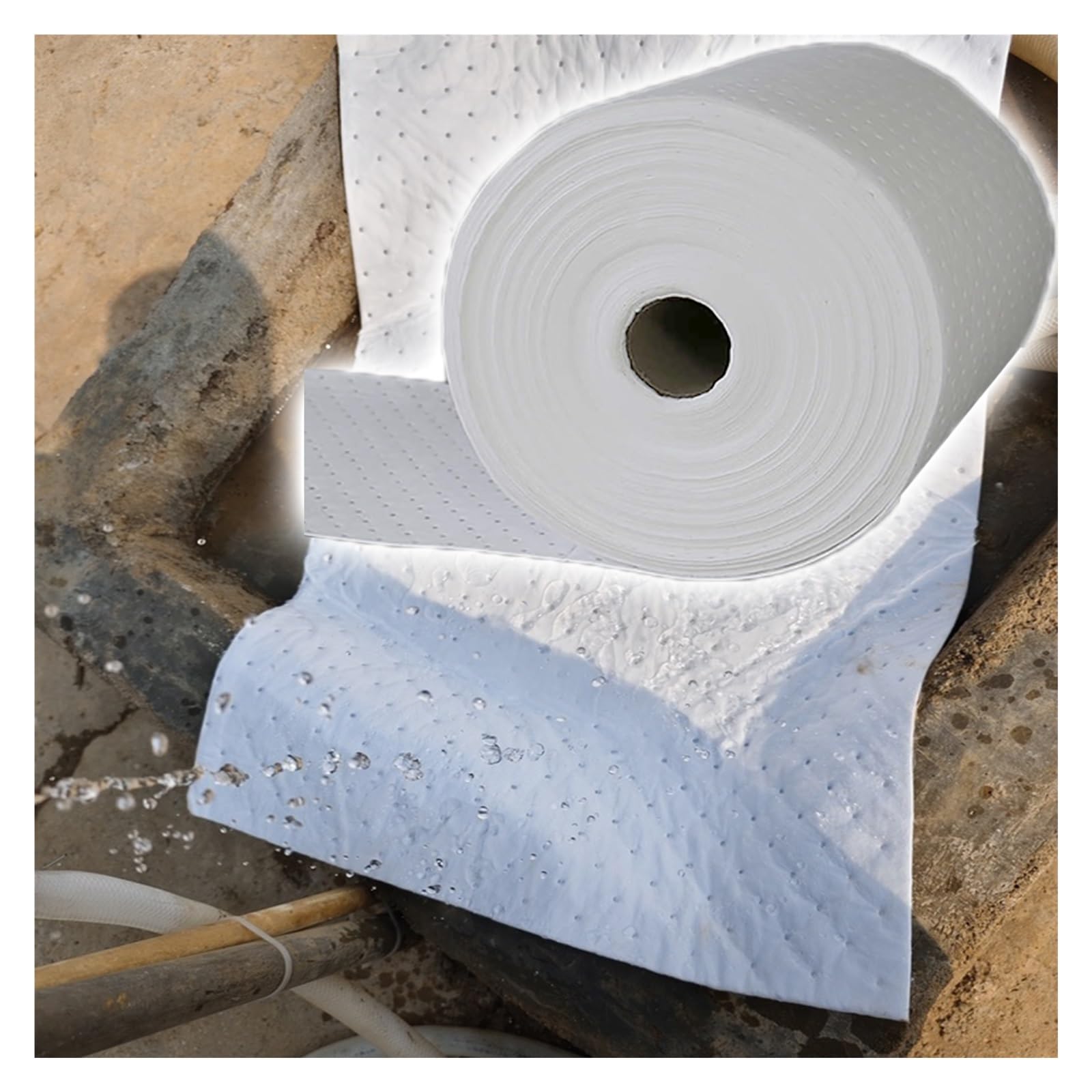 ERRULAN Ölabsorbierende Mattenrolle, Ölbindemittel-Baumwolle, industrielle Ölbindematte aus zur Absorption von Ölen und Kraftstoffen(W 0.5m/19.7in,H 30m/1181in/98.4ft)