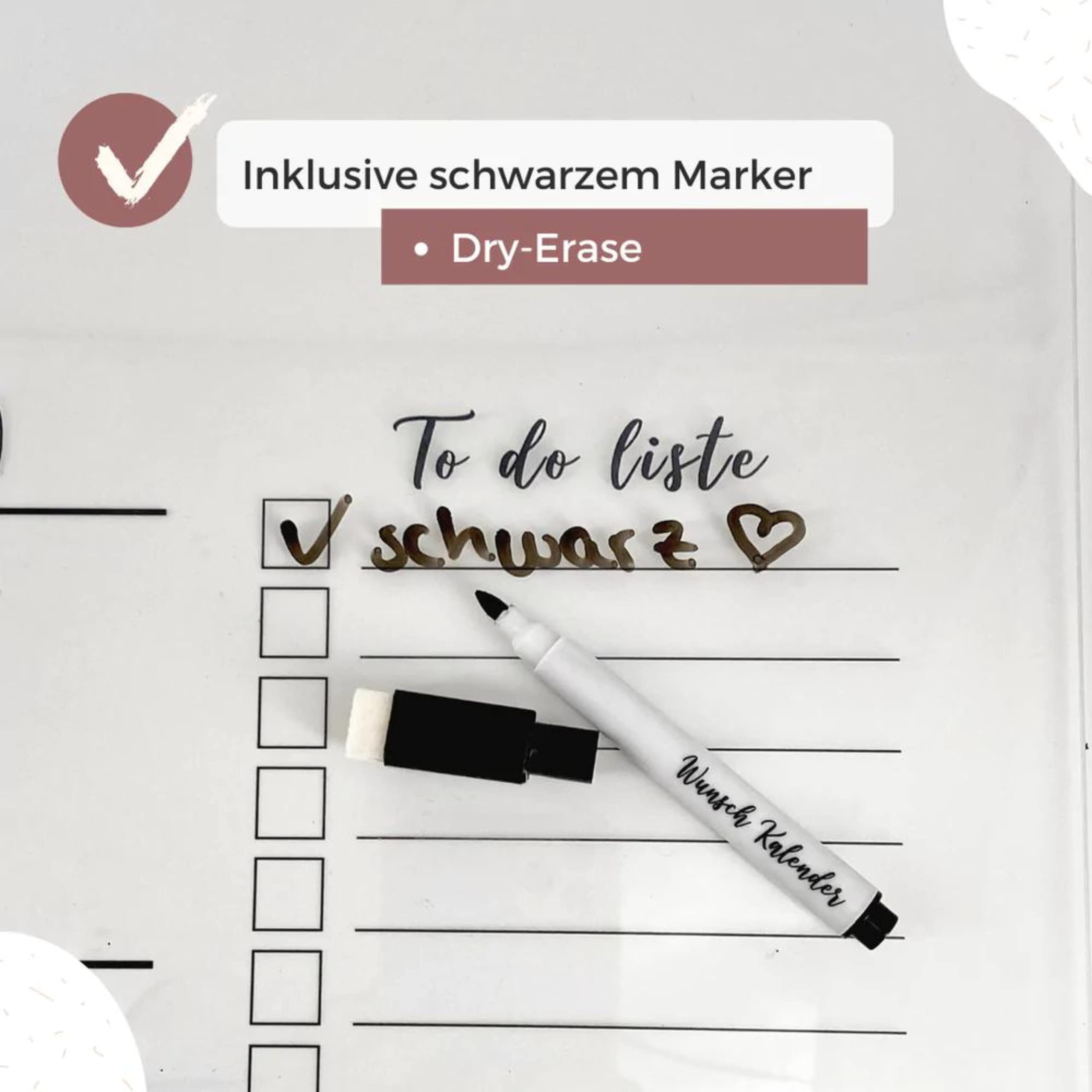 personalisierter Wandkalender - wählbar 3 bis 5 Namen - wiederverwendbarer Kalender aus Acrylglas - Familienplaner abwischbar - Hingucker für jeden Raum