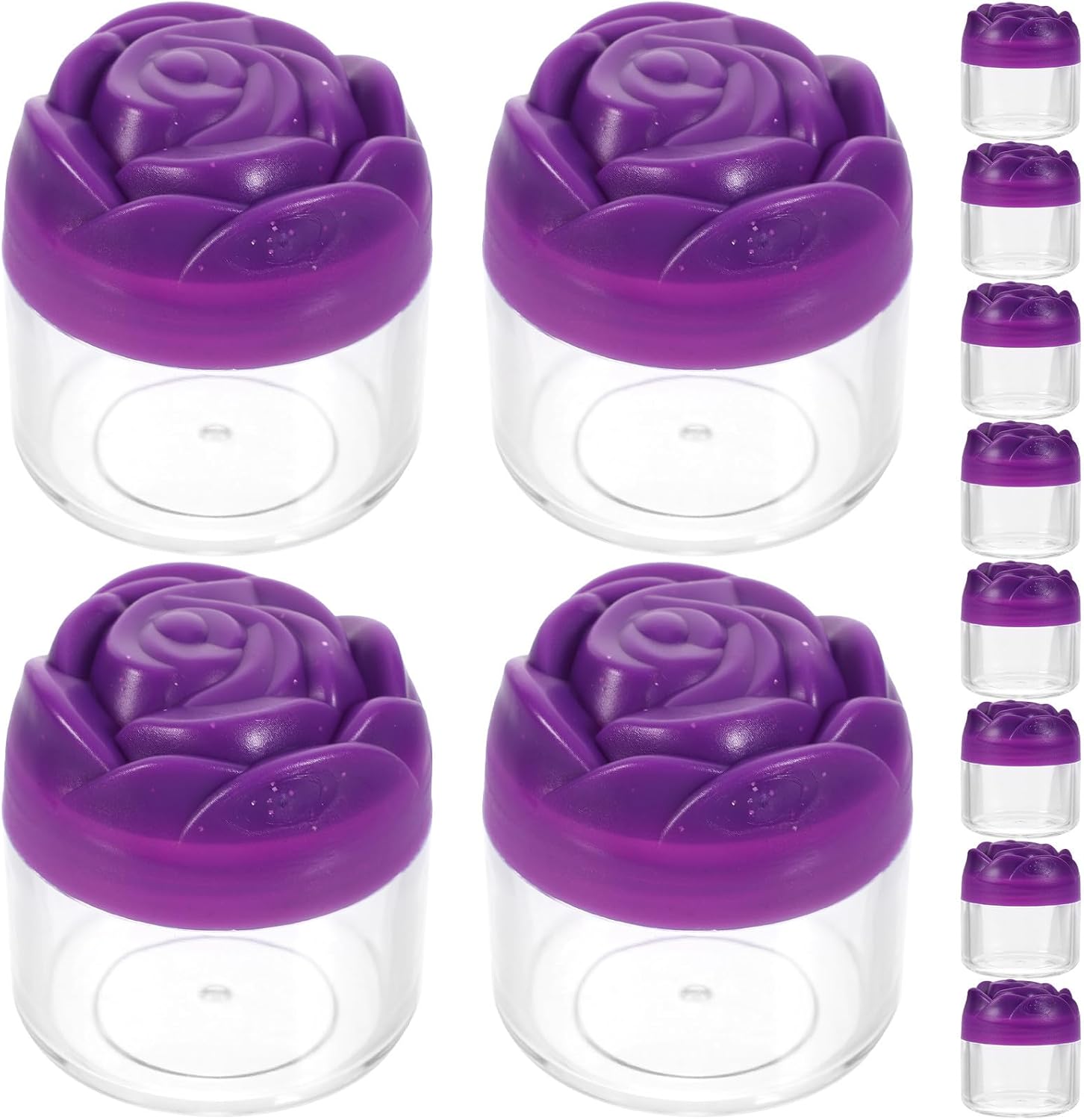 Cosmetic Jars with Rose Lid Purple Plastic 12 Pack 20g