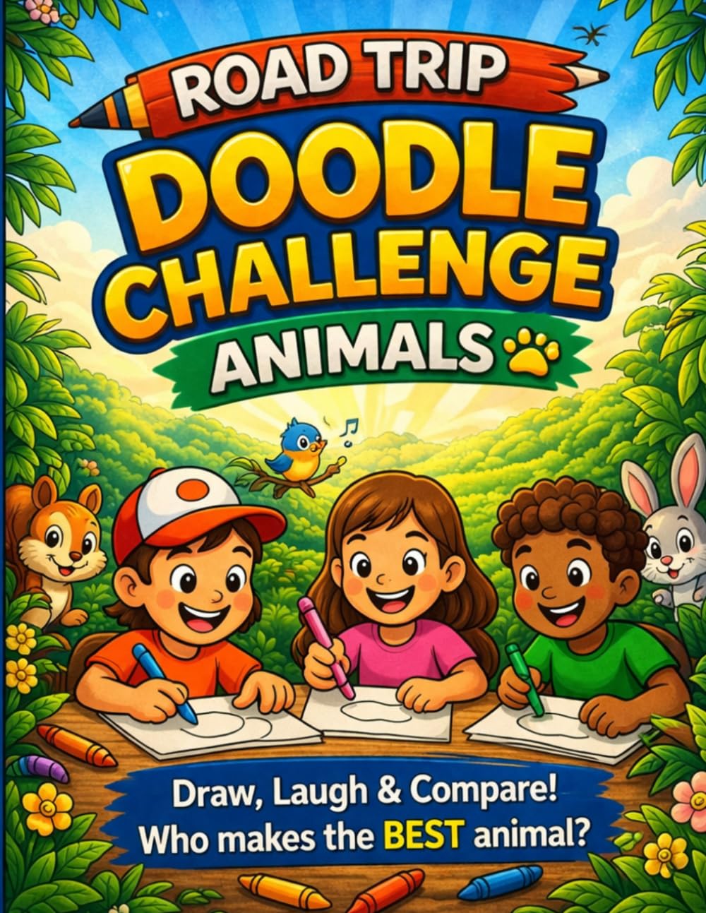 Road Trip Doodle Challenge Animals: Turn Simple Shapes into Funny, Silly, and Creative Animals – A Fun Drawing Game for Kids Ages 5–10