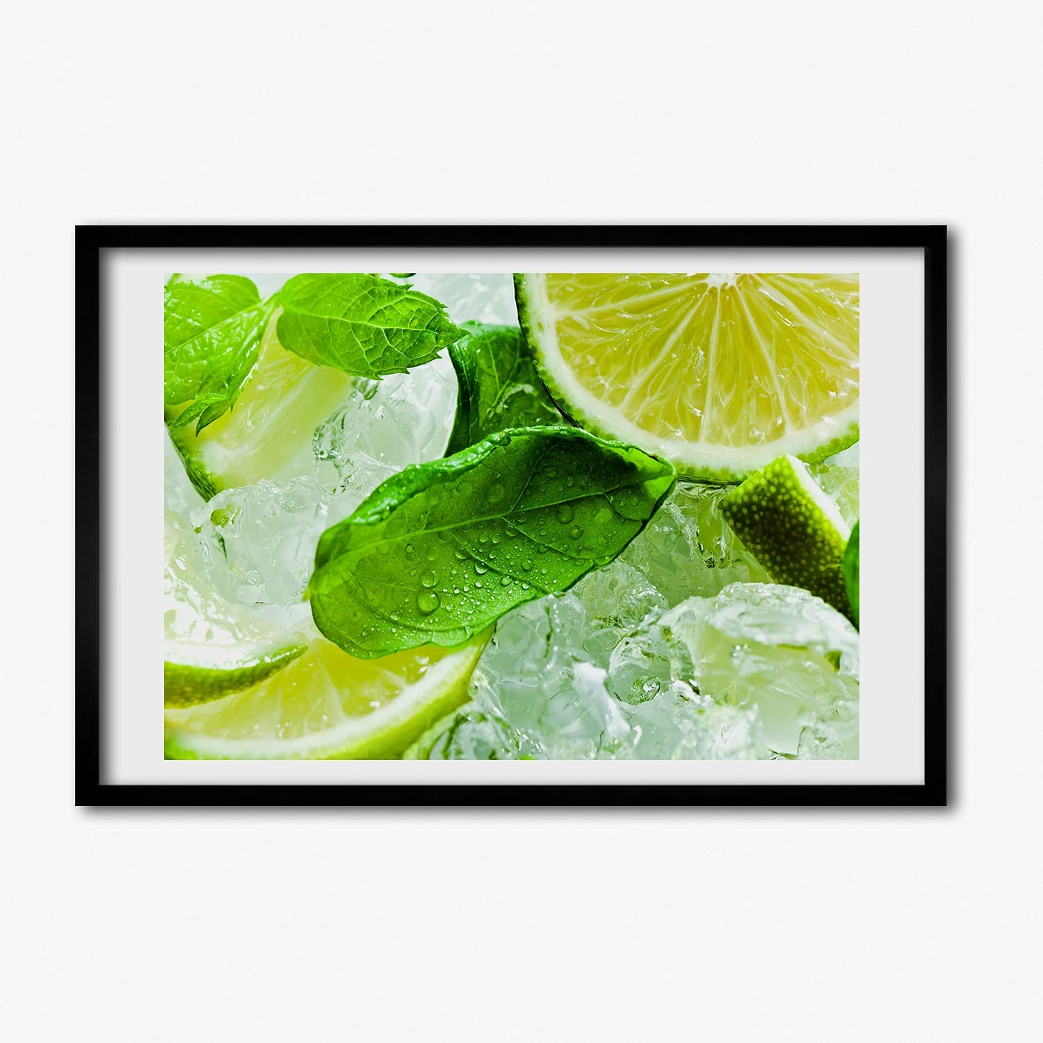 Cadre photo affiche 60x40 tableau moderne citron vert avec glace Tulup MDF
