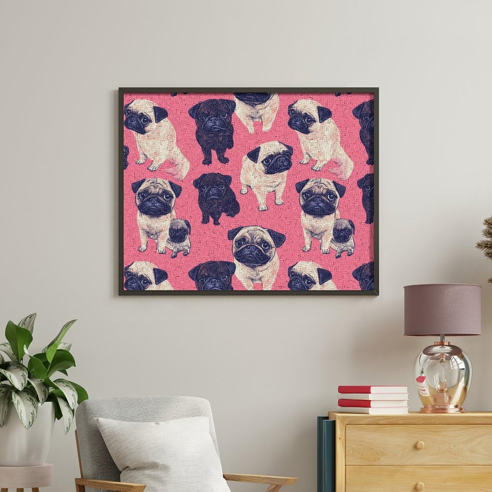 Malen-nach-Zahlen-Set mit Mops-Motiv, bedruckt, für Erwachsene, Anfänger, bunt, DIY, einfaches Malen für Zuhause, Wanddekoration