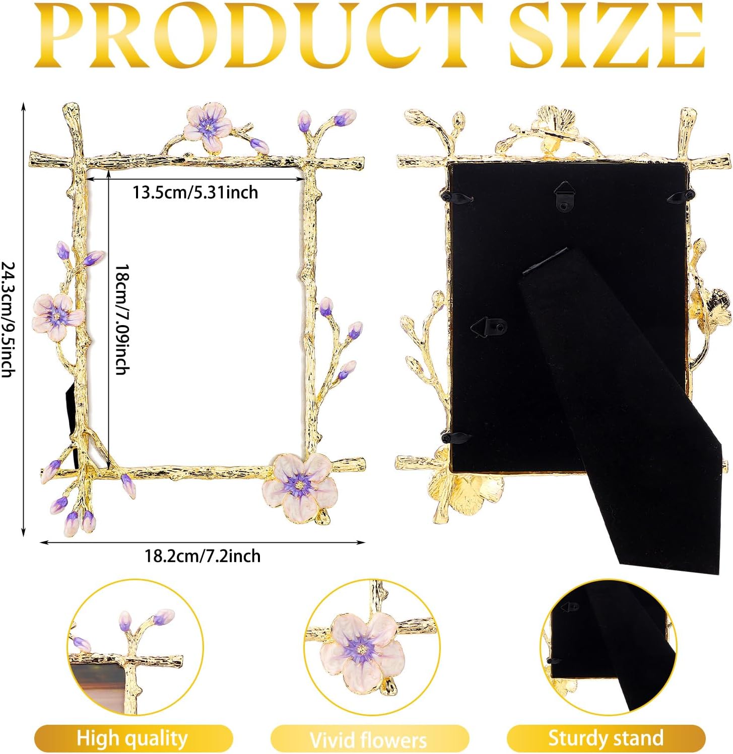Geelin 2 Pcs 5"x7" Gold Picture Frame with High Definition Glass Ornate Pretty Floral Metal Picture Frame Golden Tabletop Display Decor Gift for Wedding Women Home Decor Graduation Commemorate