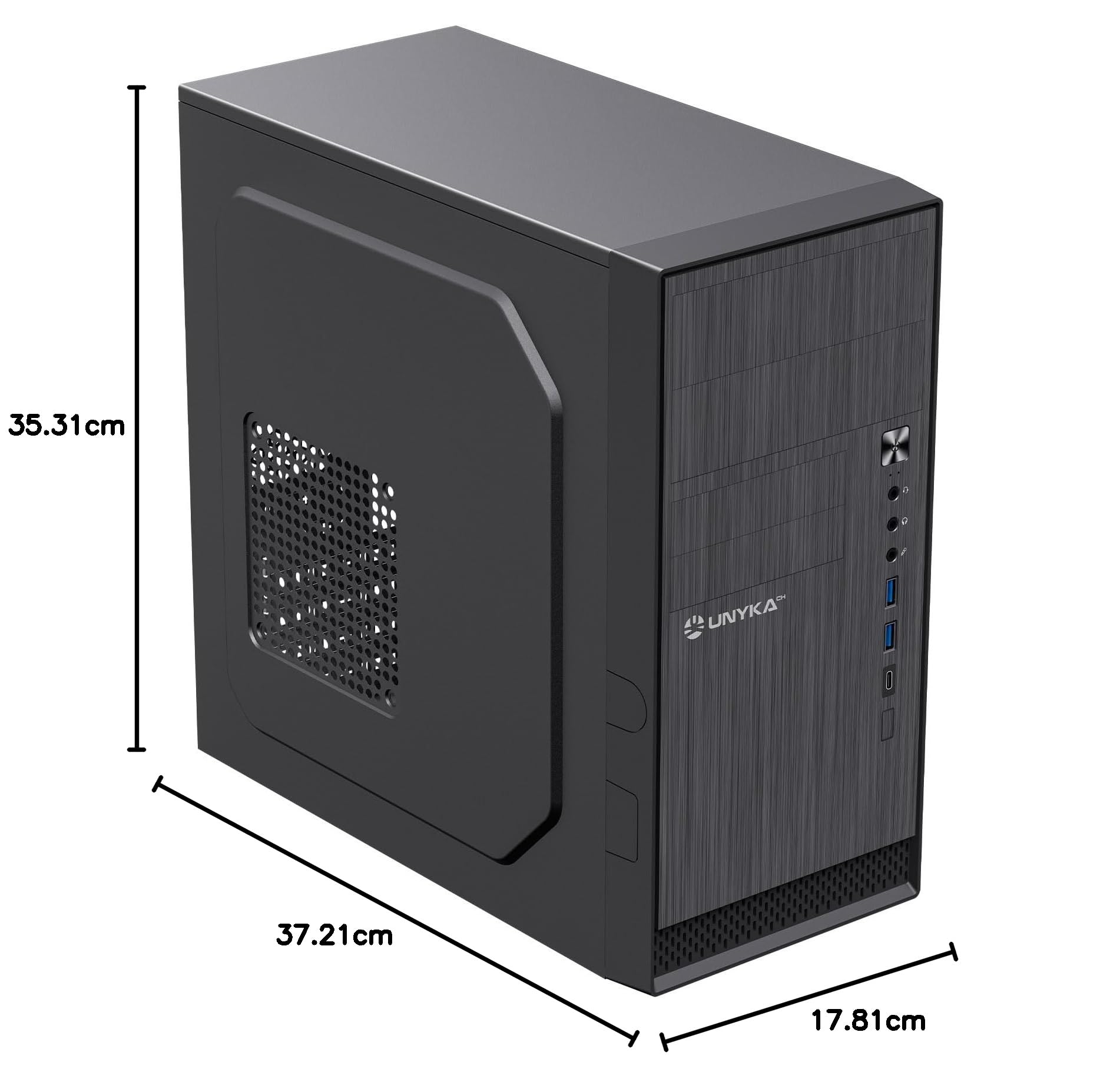 UNYKAch Case per computer Micro ATX Aero C12 V2 con due porte USB 3.0 e una porta USB Type C 2.0