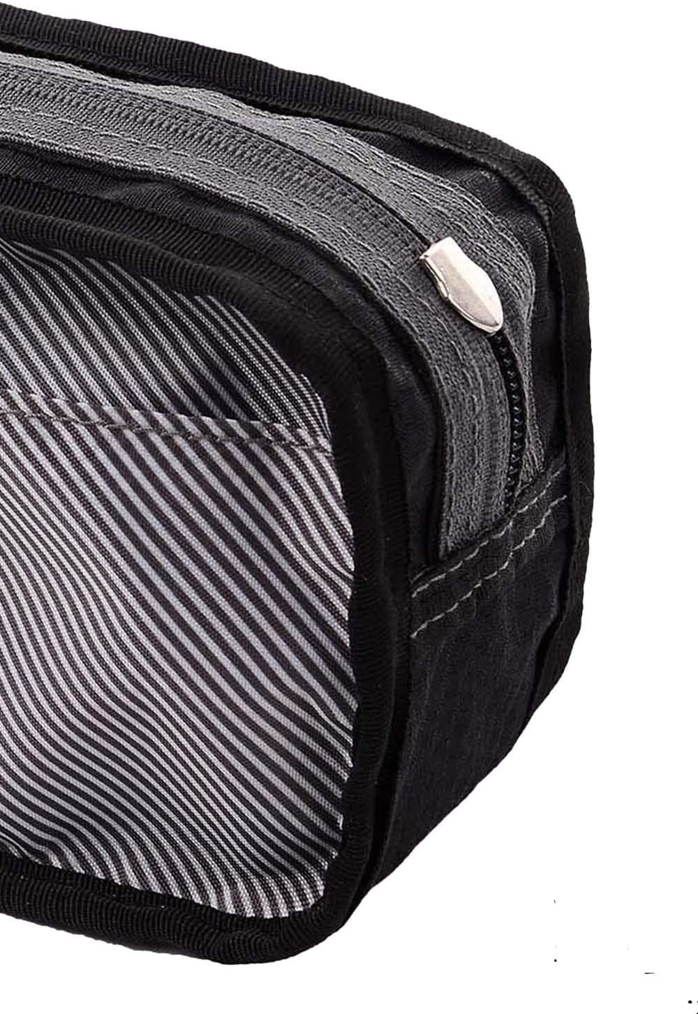 Big Black Pencil Case Pouch Bag with Two Compartments for Adults Teen Girls Boys Kids Women Men