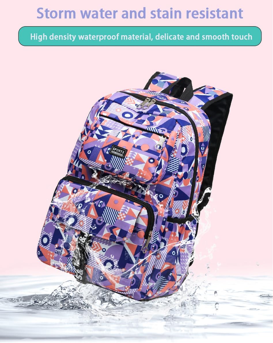 ORILOOSEN Leisure Backpack for Girls,School Bookbags for Primary and Middle School,Water Resistan Backpack (Purple) - Image 4