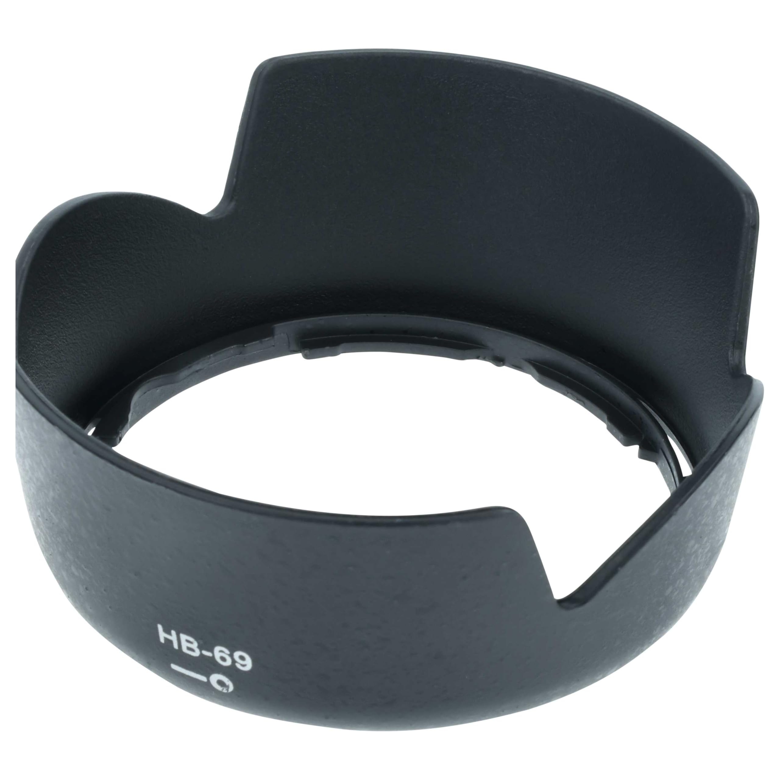 vhbw Paraluce compatibile con Nikon Nikkor AF-S DX 18-55mm f/3.5-5.6G VR II 52 mm obiettivo nero, plastica, tulipano, 7,8 cm - Sostituisce HB-69