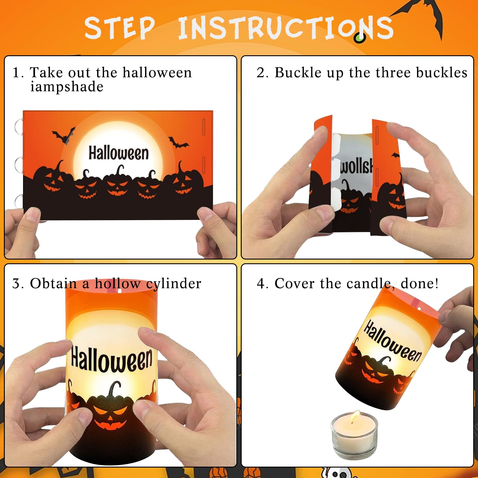 Halloween Kerzenhalter Mit Kürbis-Muster - Gruselige Tischdeko