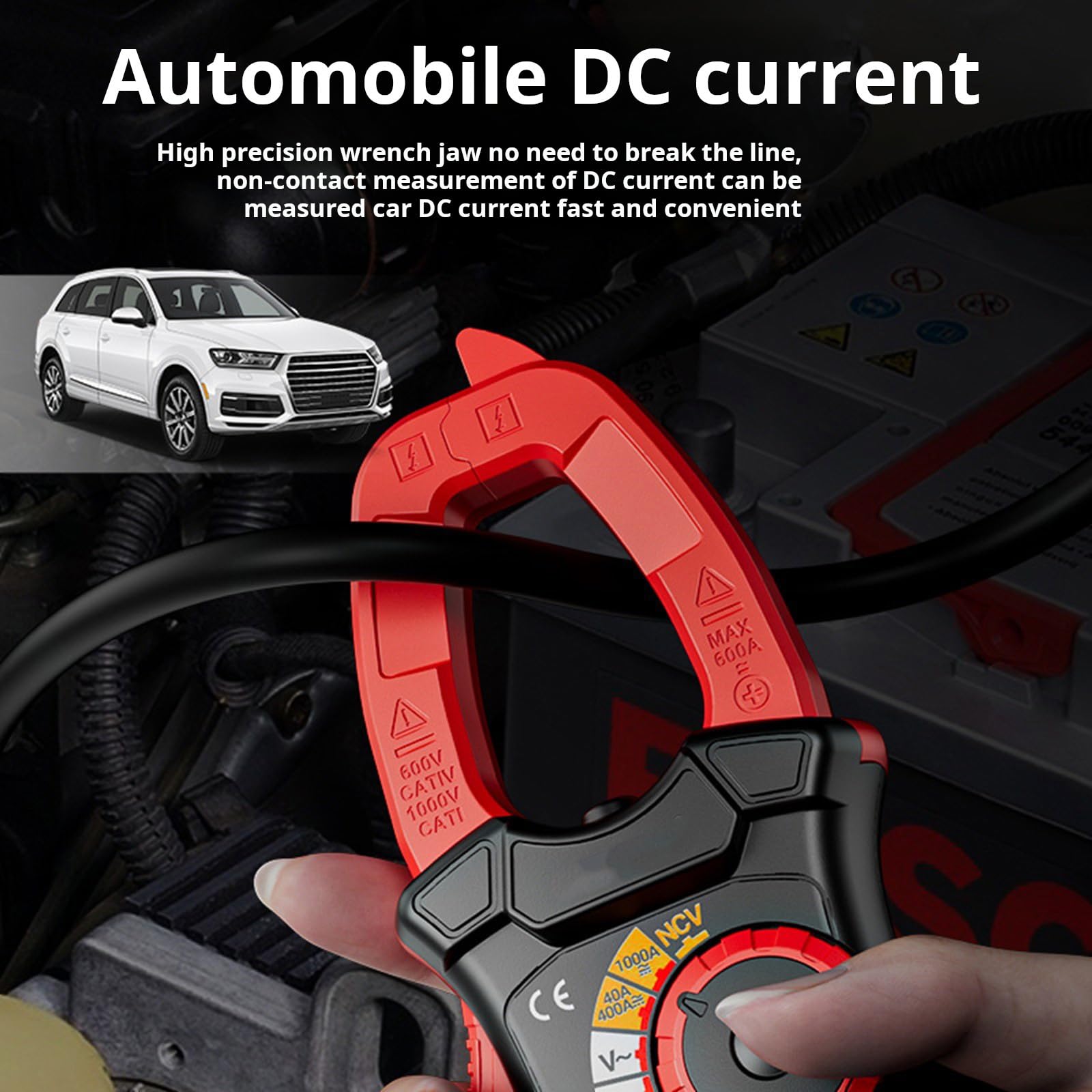 Pince multimètre portable 1000 A pour le dépannage électrique domestique, de courant alternatif, de courant continu, écran LCD rétroéclairé, jauge de testeur de pince, dépannage électrique,