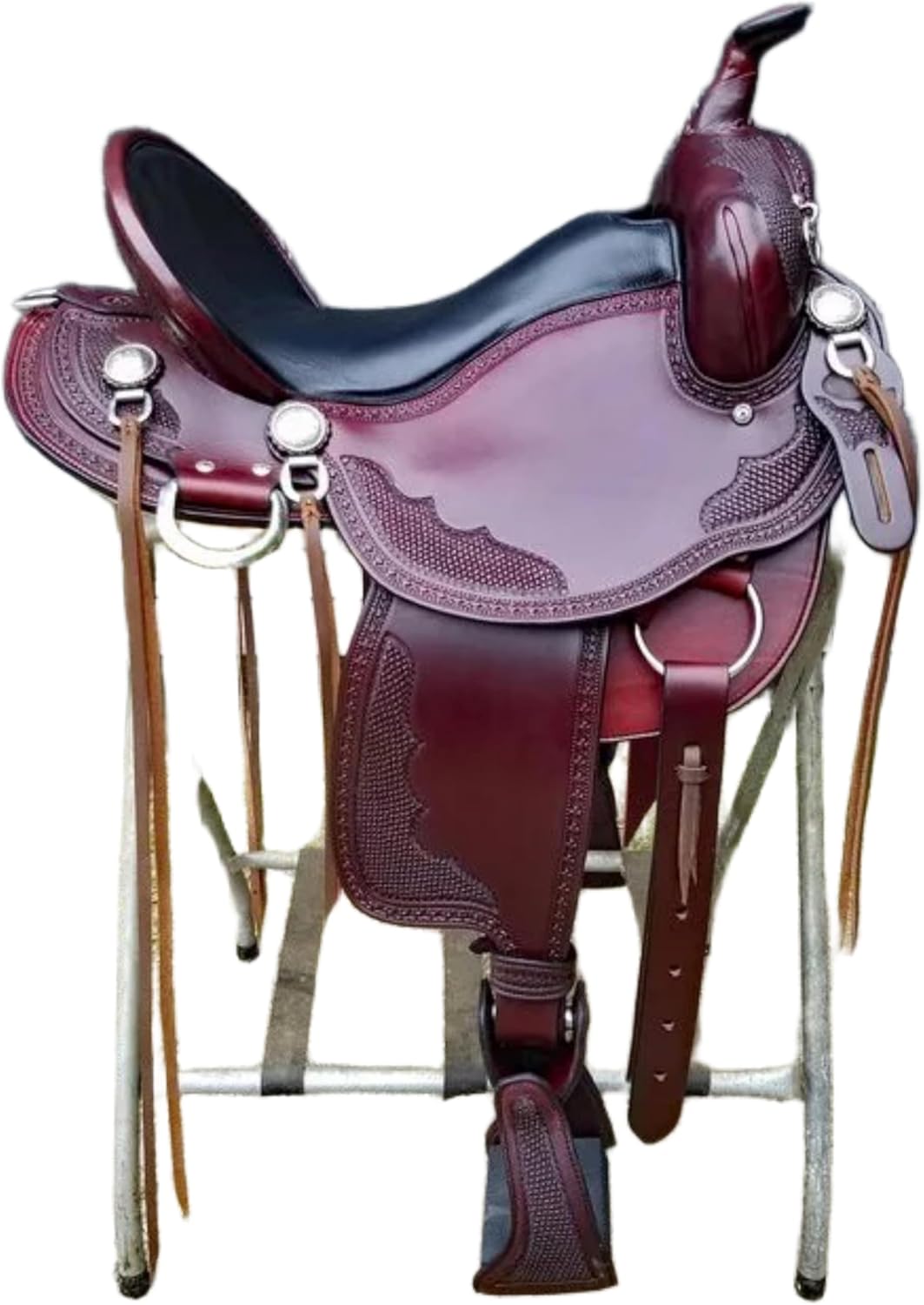 Leather Western Barrel Racing Premium Horse Saddle Tooled Carved Best Horse Riding Trail Equestrian Best Riding for Rider Tack, Size:10-18 inches Seat, MOD-SY-07