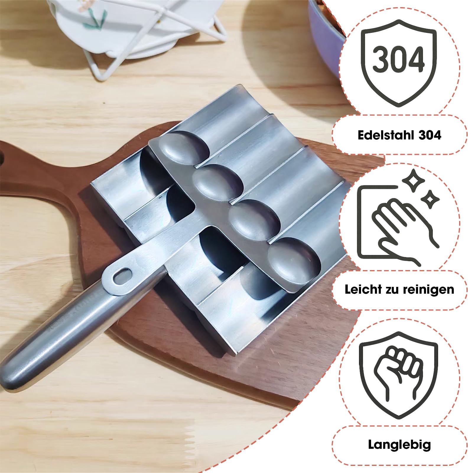 Stampo Polpette In Acciaio Inox - 4 Forme Con Pala - Per Carne, Pesce E Verdure - Foto 11