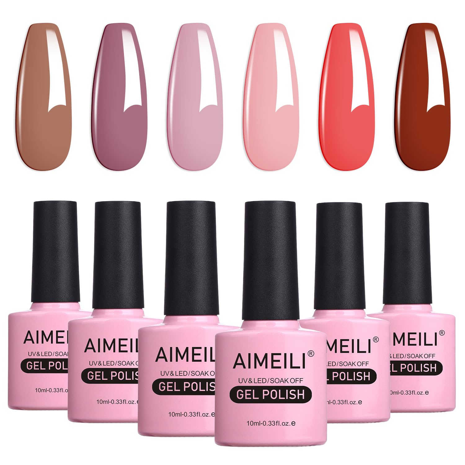 Valentine's Day Gel Nail Polish Set, Natural Skin Tone Nude Pink Color Gel Polish Soak Off Nail Gel Kit Gifts for Mother's Day Set Of 6pcs X 10ml - Kit Set 30