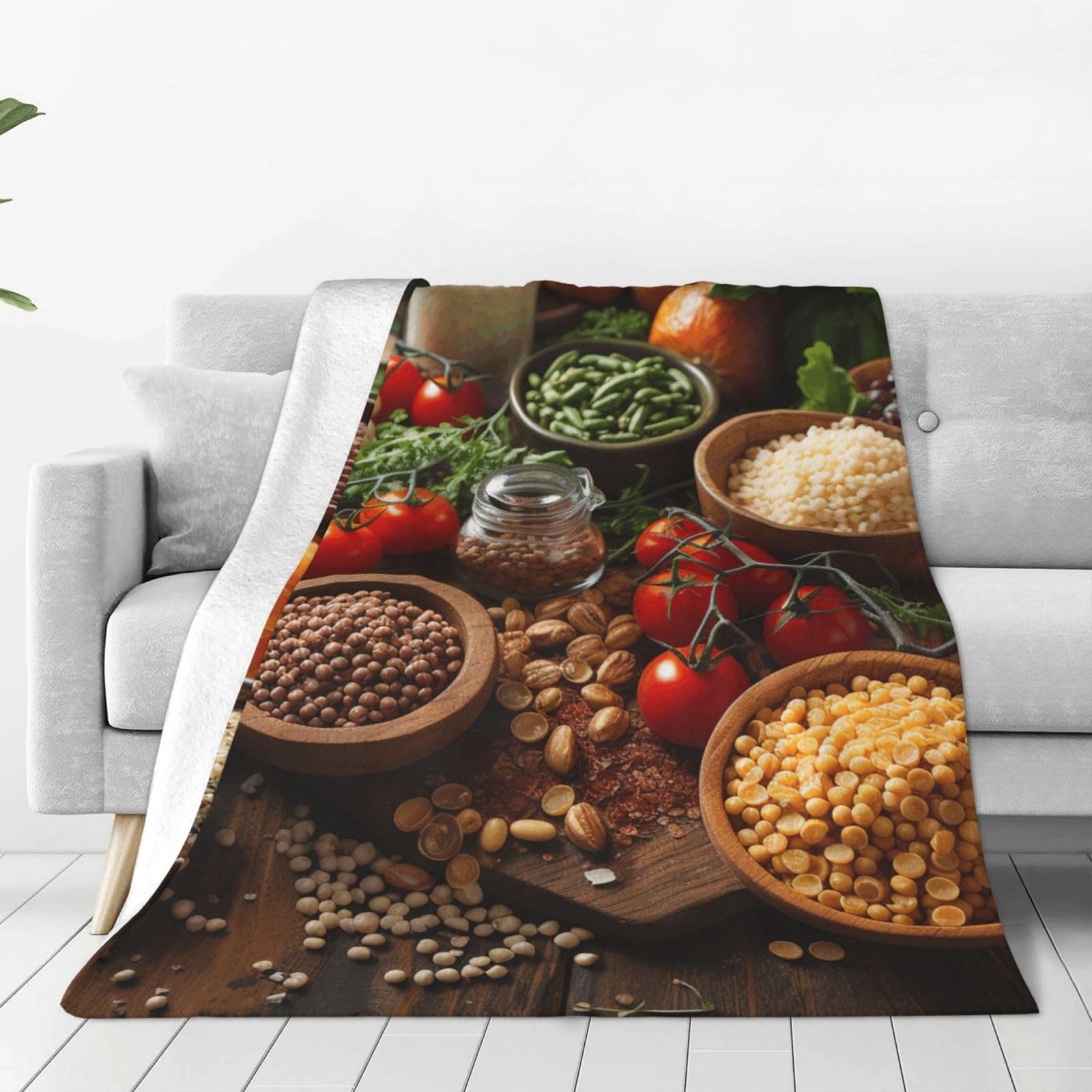 Farmhouse Food Pictures Throw Blanket for Couch, Plush Fuzzy Soft Flannel Blankets and Throws for Sofa, 40"x30" Bed Blankets for Travel Camping Chair, All Season Warm Fleece Blanket