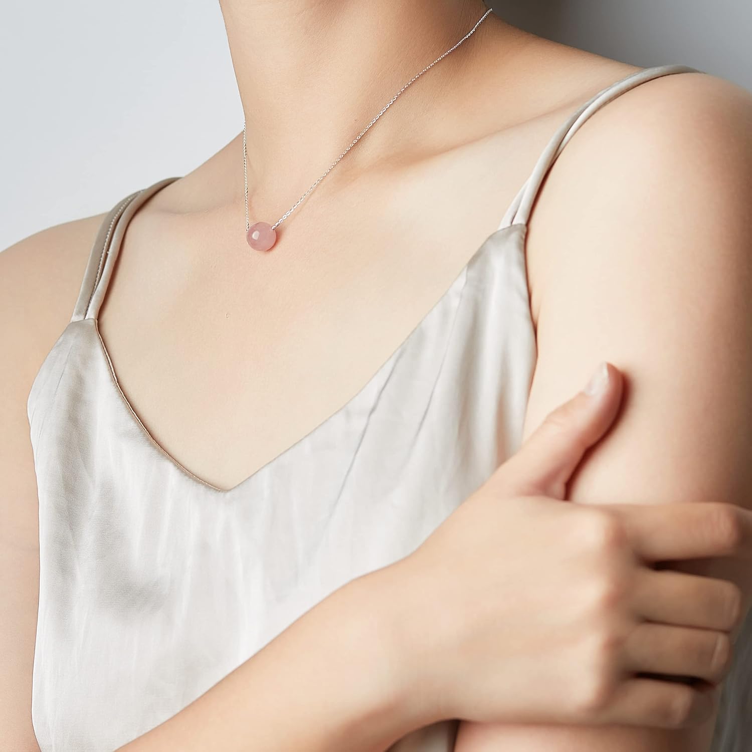 Real Crystal Pendant Necklace Jewelry 925 Sterling Silver Chain Necklace for Women Dainty Birthstone Jewelry Necklace for Women Healing Chakra Crystal Stone Necklace bead - Image 3