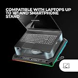 Mars Gaming MNBC-ULTRA, Cooling Base and Stand, 140mm Fan, CoolCore Airflow Technology, RGB Chroma, 5 Positions, Compatibility with Laptops up to 18", Smartphone Holder, 4x USB-A, Black - 5