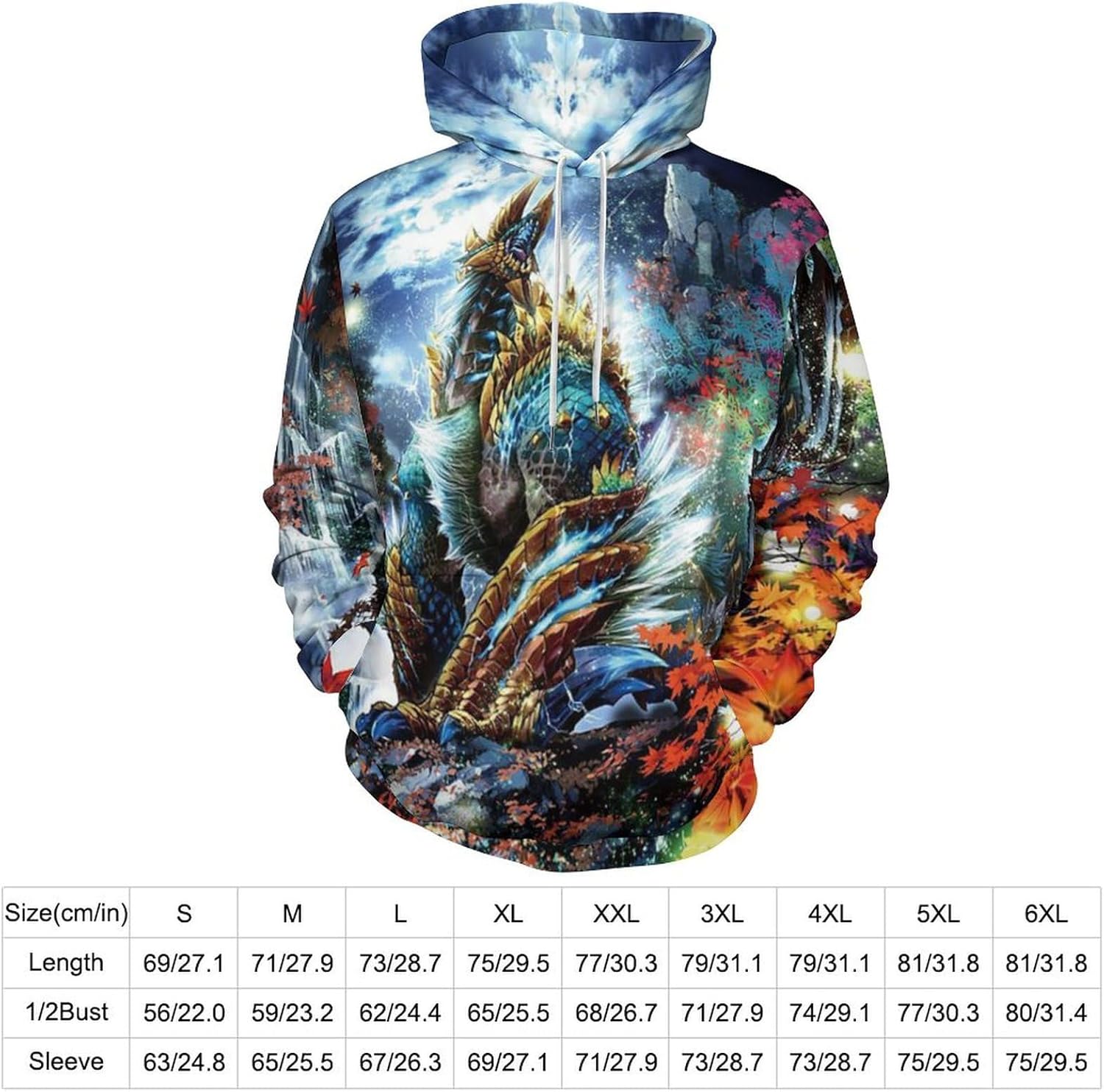 3D Printed Games Dragon Hoodie with Pocket Novelty Pullover Sweatshirt Casual Graphic Hoodies - Image 3