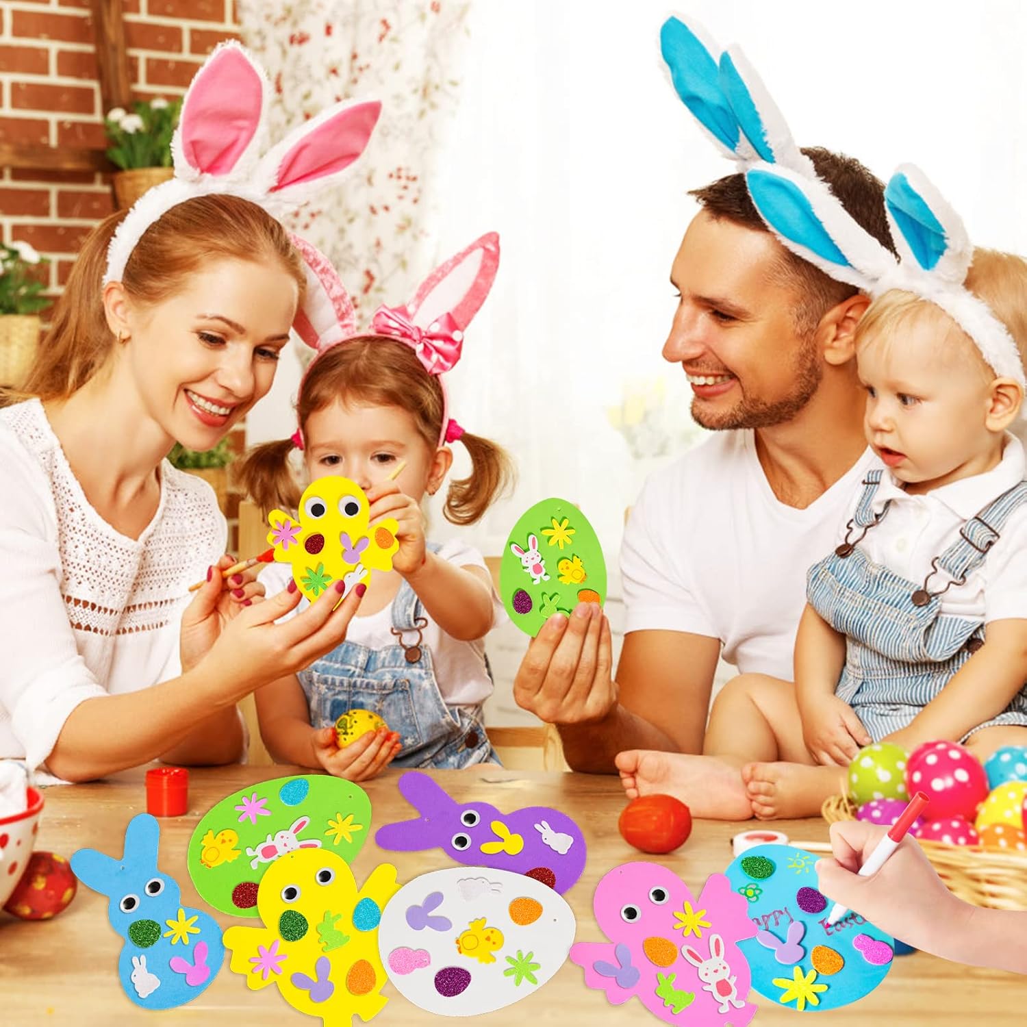 Max Fun 302pcs Easter Foam Stickers Set DIY Crafts Egg Bunny Chick Easter Decorations for Kids Crafts Party Favors Supplies Craft Kits for Kids