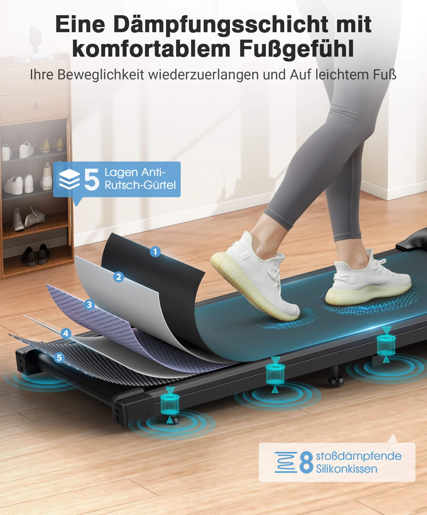 THERUN 2-in-1 Walking Pad mit 6% Steigung, kompaktes Laufband, leiser 2,75 PS Motor, Fernbedienung, LED-Panel, für Zuhause & Büro