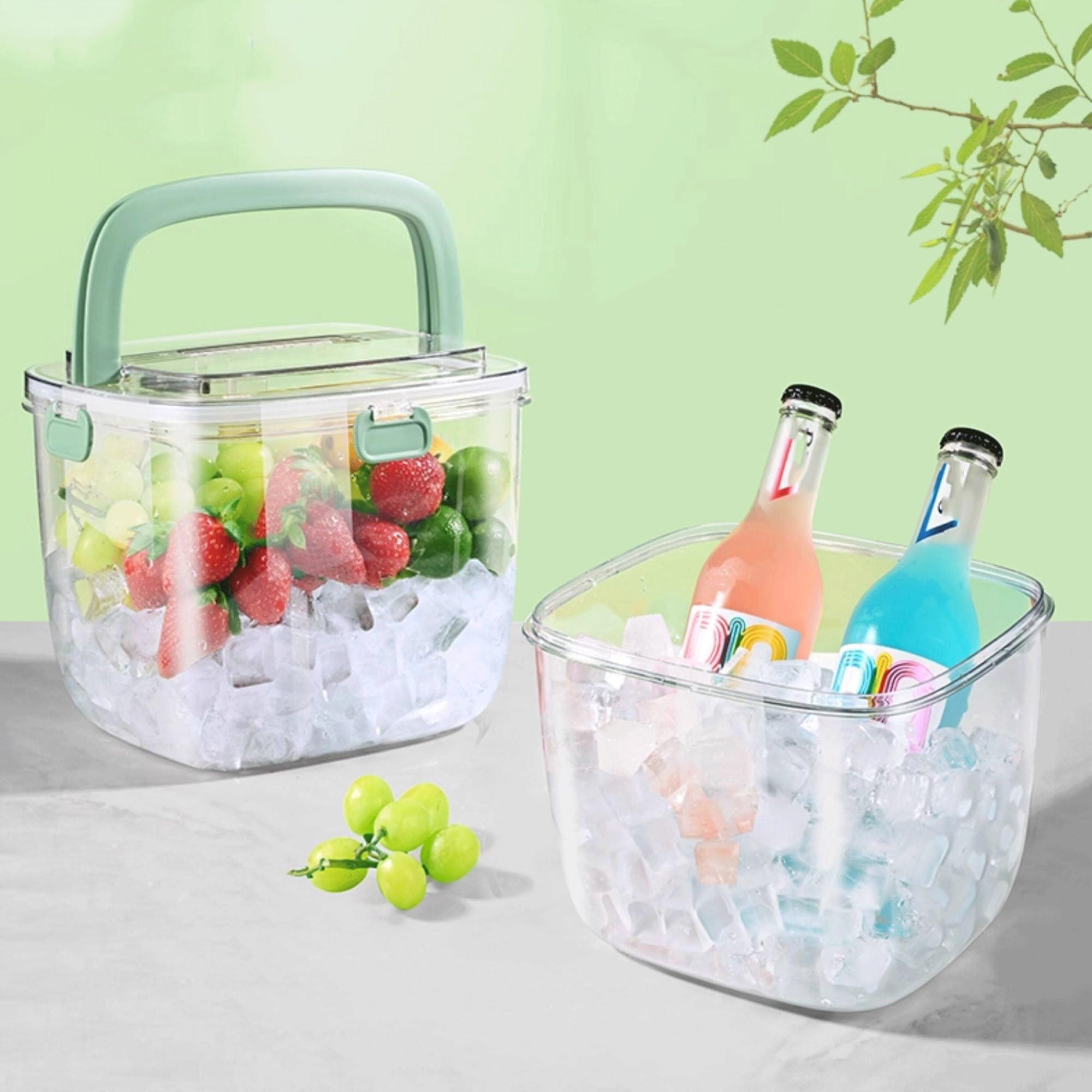 Eiskübel Transparenter Eiskübel mit Deckel und Griff, perfekt for Partys Camping Bar cooler Eiskübel