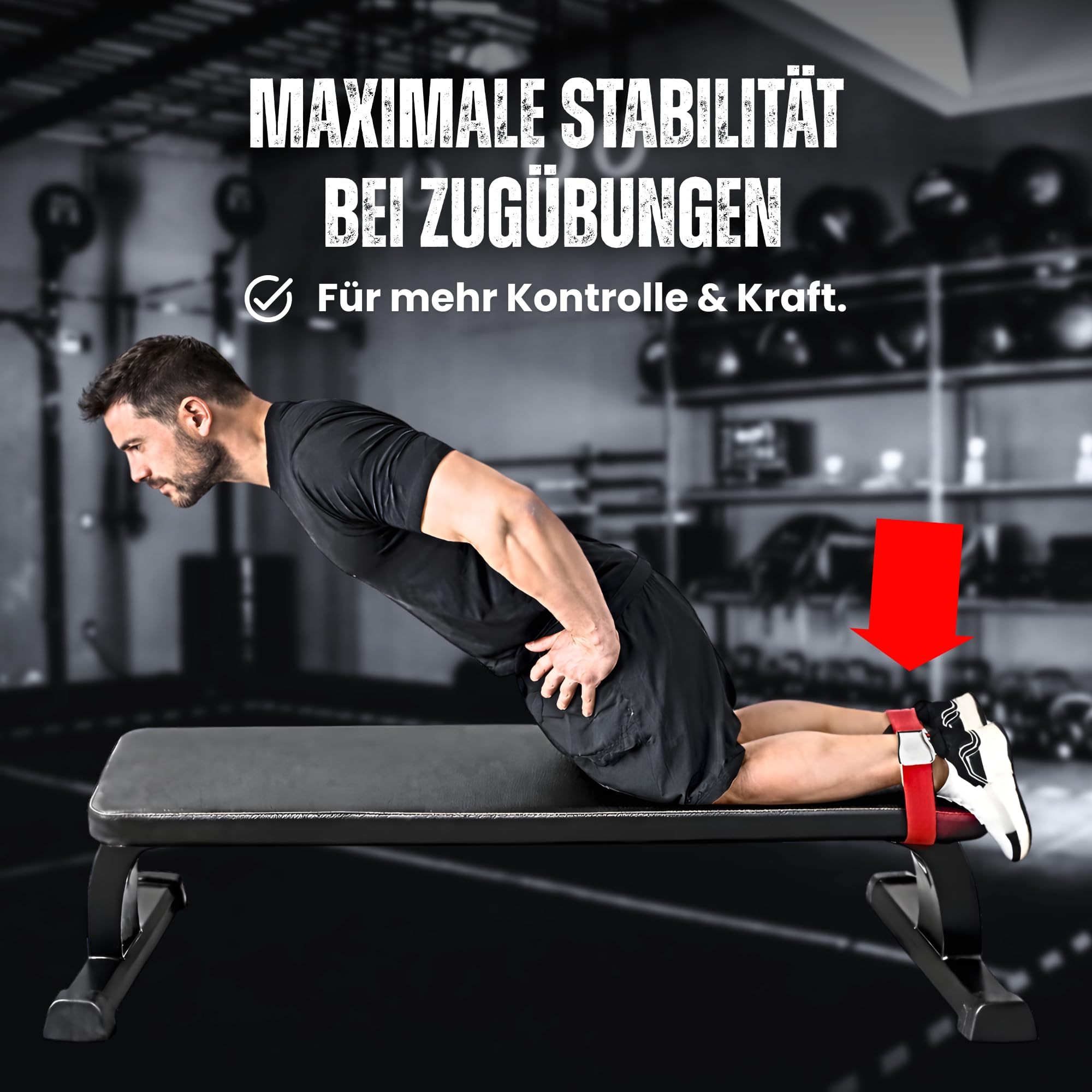 KraftGurt - Trainingsgurt zum Anschnallen an Fitnessgeräten - Für Bodybuilding, Powerlifting & Muskelaufbau - Stabil, verstellbar & rutschfest für maximale Kontrolle