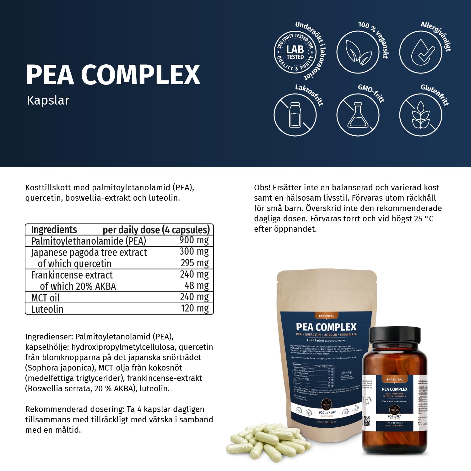 PEA COMPLEX – PEA mit Quercetin, Boswellia (20% AKBA) & Luteolin (360 Stk (1er Pack))