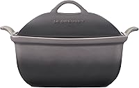 Vista 2 de Le Creuset Heritage Stoneware - Panadero profundo con tapa, 4.5 cuartos de galón., Oyster