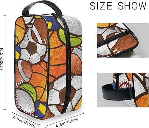 Miniatura 4 de AUUXVA Bolsa de aseo portátil con estampado de béisbol para mujeres, bolsa de cosméticos de baloncesto, fútbol, fútbol, bolsa de maquillaje de