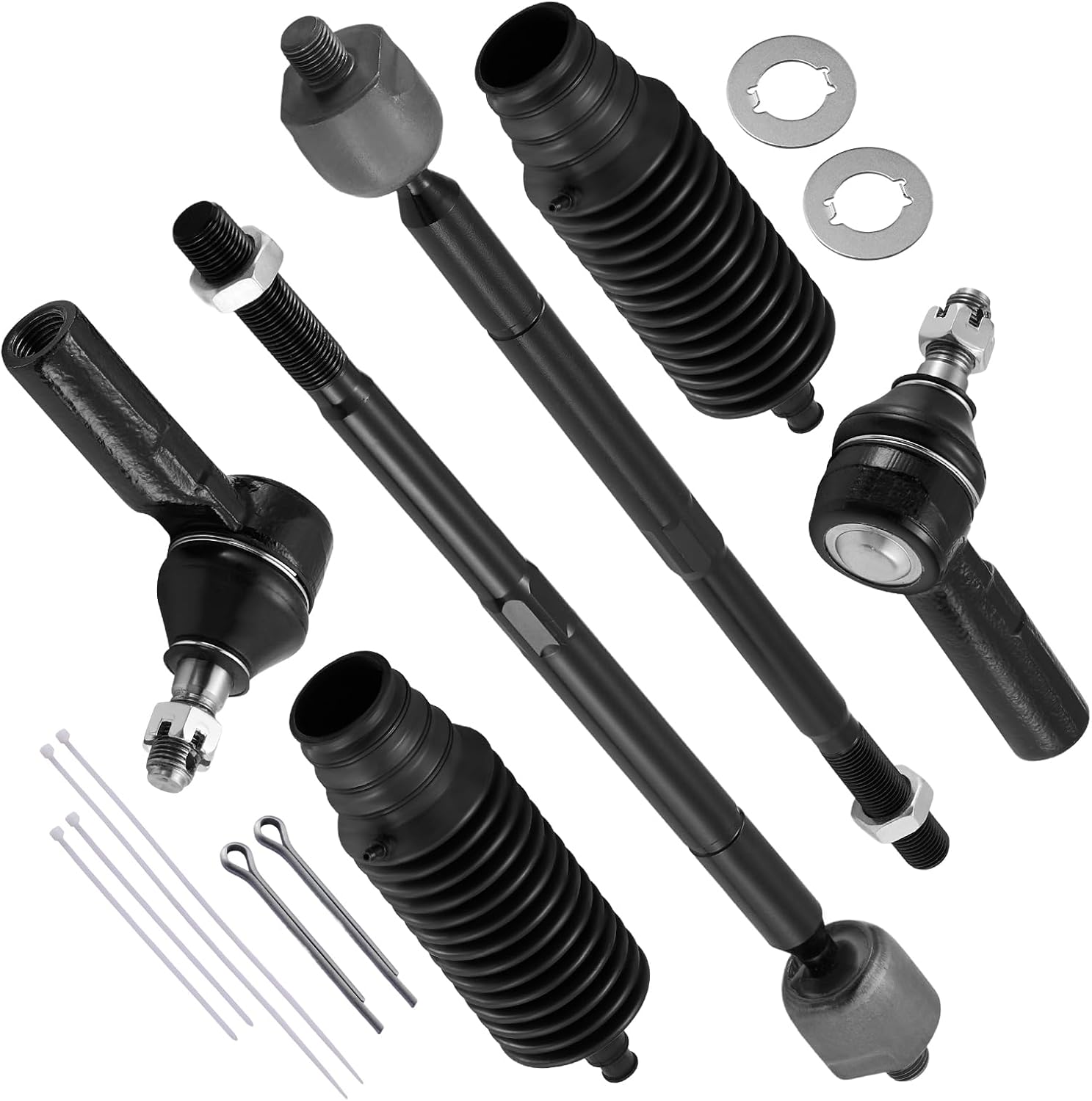 6PCS ES3306 EV301 Front Inner/Outer Tie Rod Ends Kit w/Tie Rod Boot Compatible with Lexus 1992-2001 ES300, Compatible with Toyota 1995-2004 Avalon Camry Sienna Solara