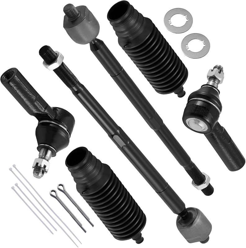 6PCS ES3306 EV301 Front Inner/Outer Tie Rod Ends Kit w/Tie Rod Boot Compatible with Lexus 1992-2001 ES300, Compatible with Toyota 1995-2004 Avalon Camry Sienna Solara