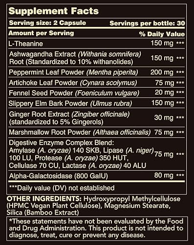 Miniatura 8 de Happitum Suplemento calmante intestinal formulado y recomendado por GI para apoyo a la hinchazón y la digestión, ingredientes naturales