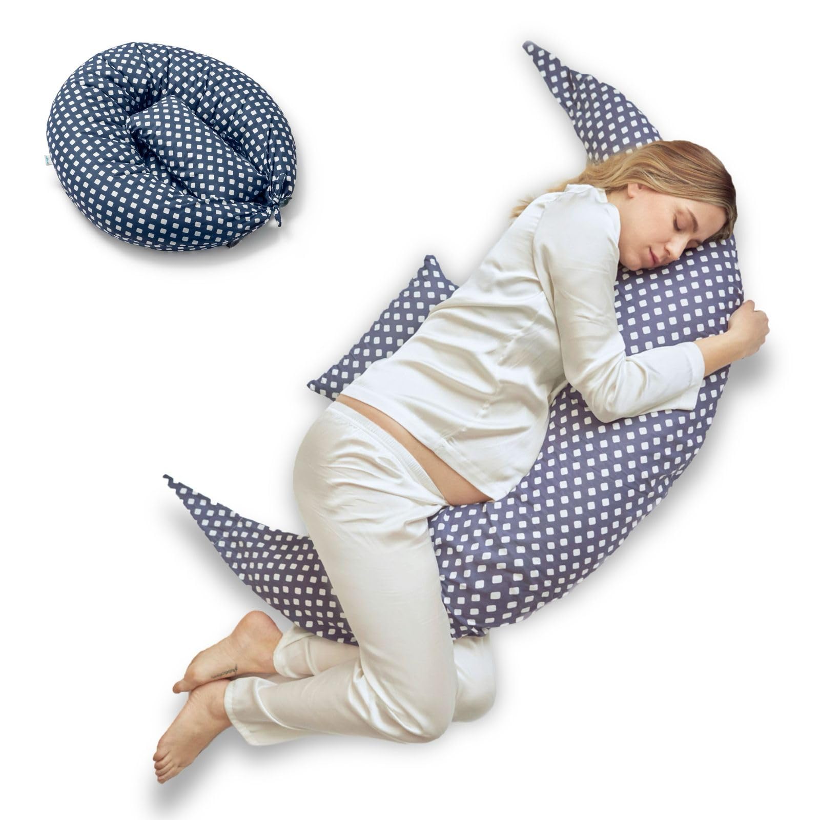 Nuvita 7200 DreamWizard Memory 3D – Cuscino Gravidanza e Allattamento Ergonomico, 3D Mesh Traspirante, Certificazione OEKO-TEX, Fodera Sfoderabile e Lavabile - Blue