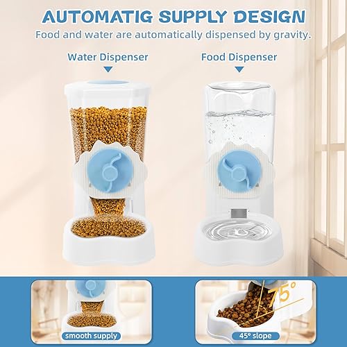 Miniatura 2 de Paquete de 2 dispensadores automáticos de agua para alimentos para mascotas, alimentador automático para conejos y botellas de agua para jaulas,