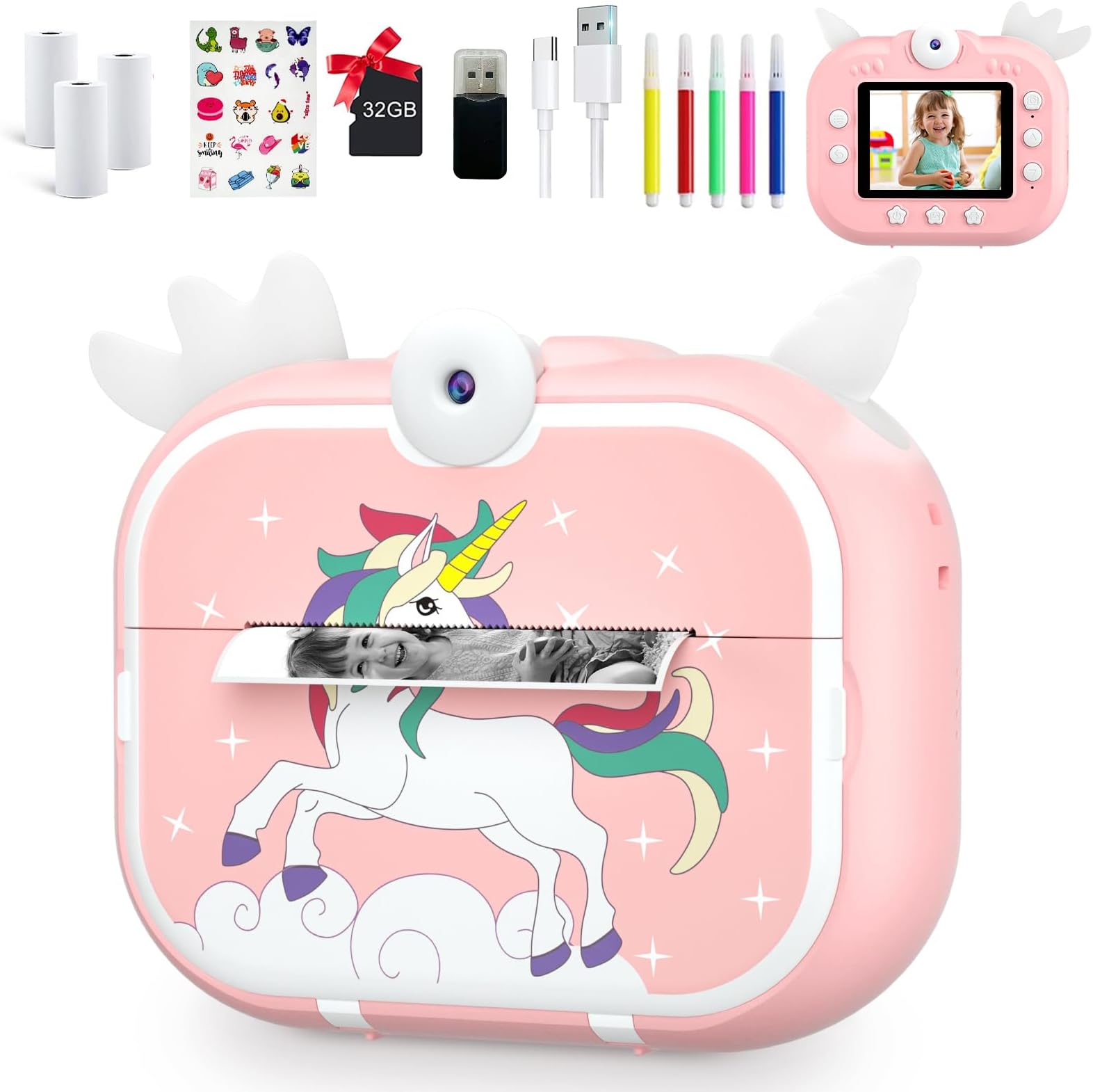 CAMCLID Kids Camera Instant Print, 2.4'' Instant Camera for Kids with