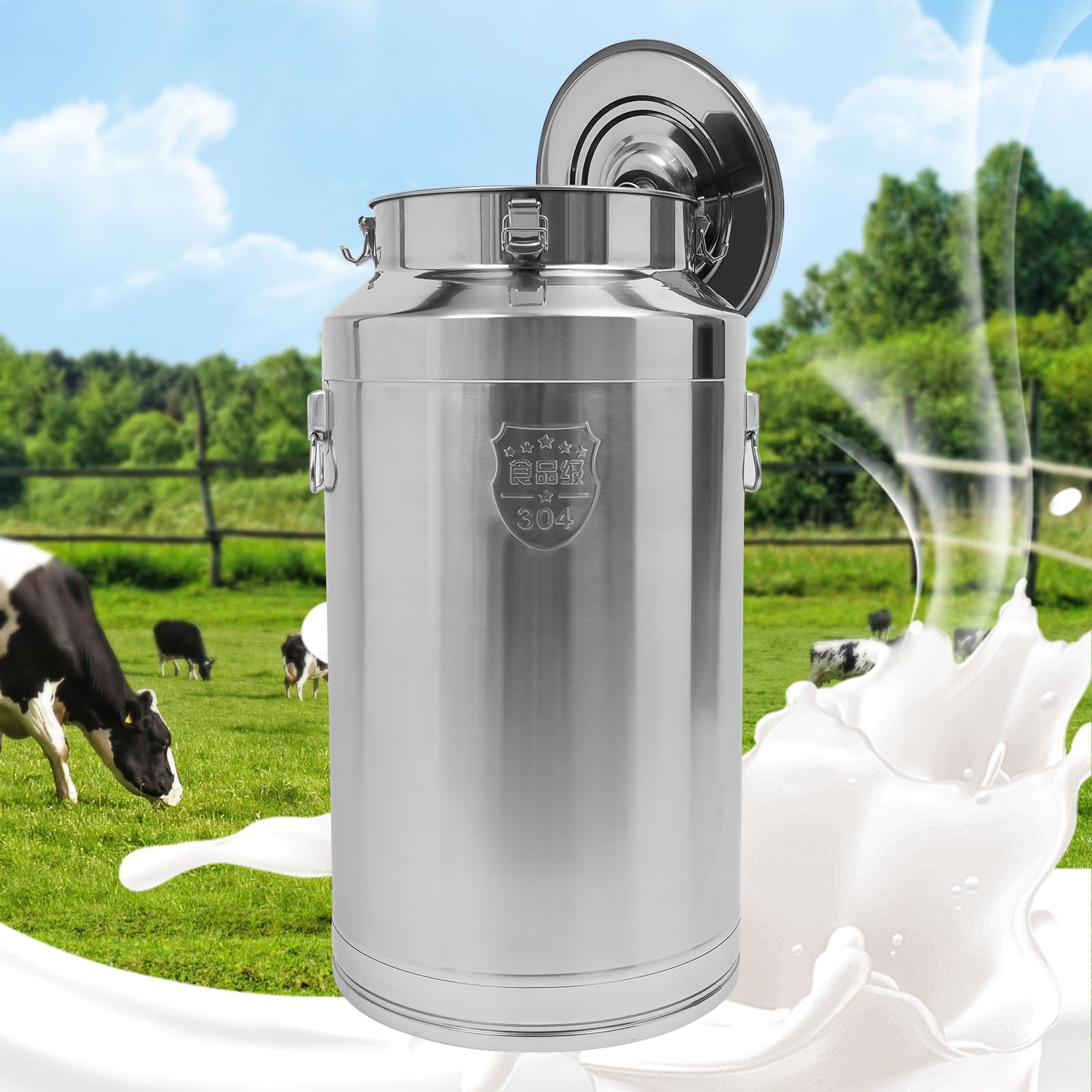 Cubo de Leche Acero Inoxidable 23,25 galones portátil Gran Capacidad Sellado para Fiestas Bodas picnics cafeterías y bufés.