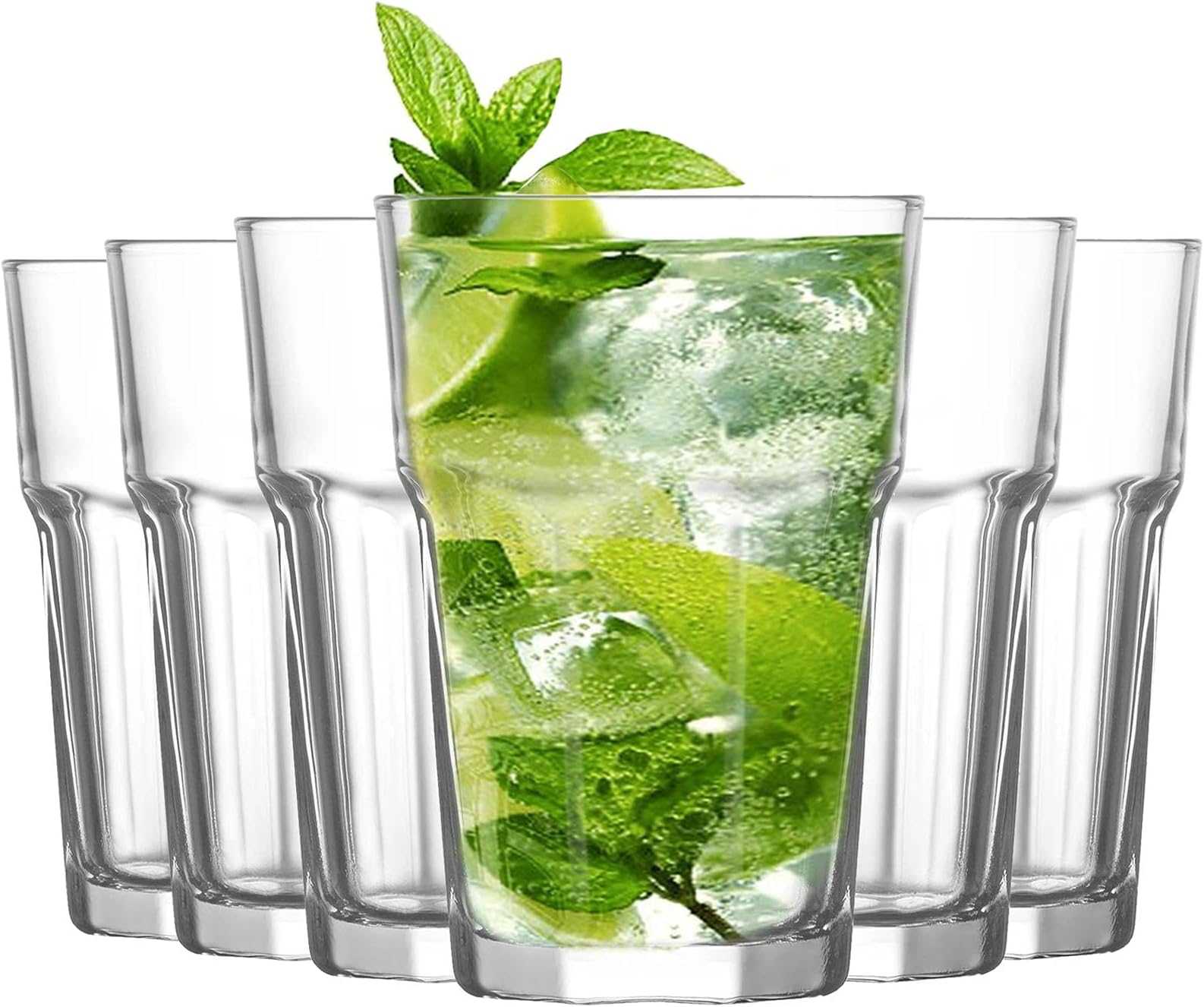 LAV12x Clear 365ml Aras Highball Glasses - Tall Hi Ball Glass Water Gin Juice Cocktail Drinking Glassware Tumblers Set