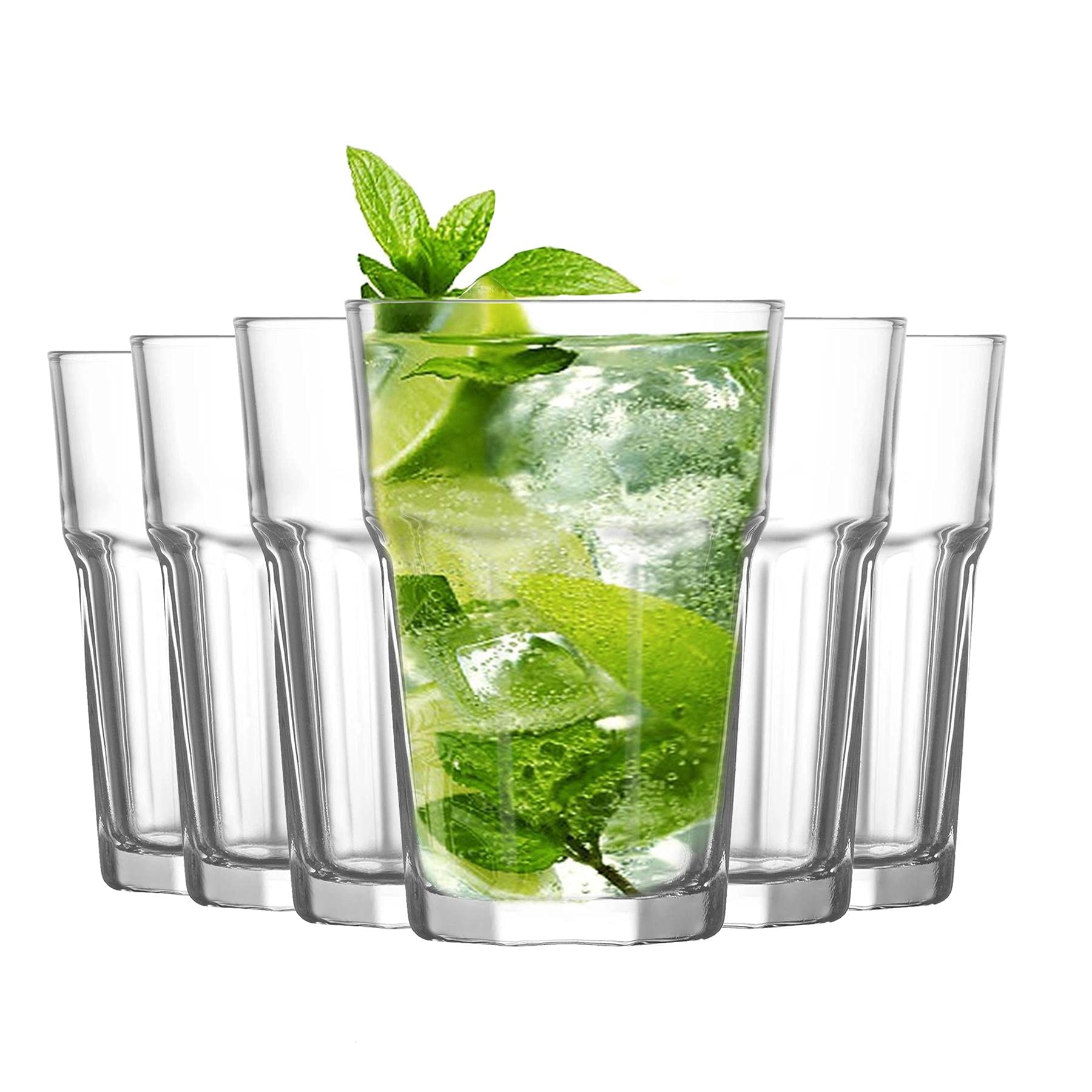 LAV12x Clear 365ml Aras Highball Glasses - Tall Hi Ball Glass Water Gin Juice Cocktail Drinking Glassware Tumblers Set