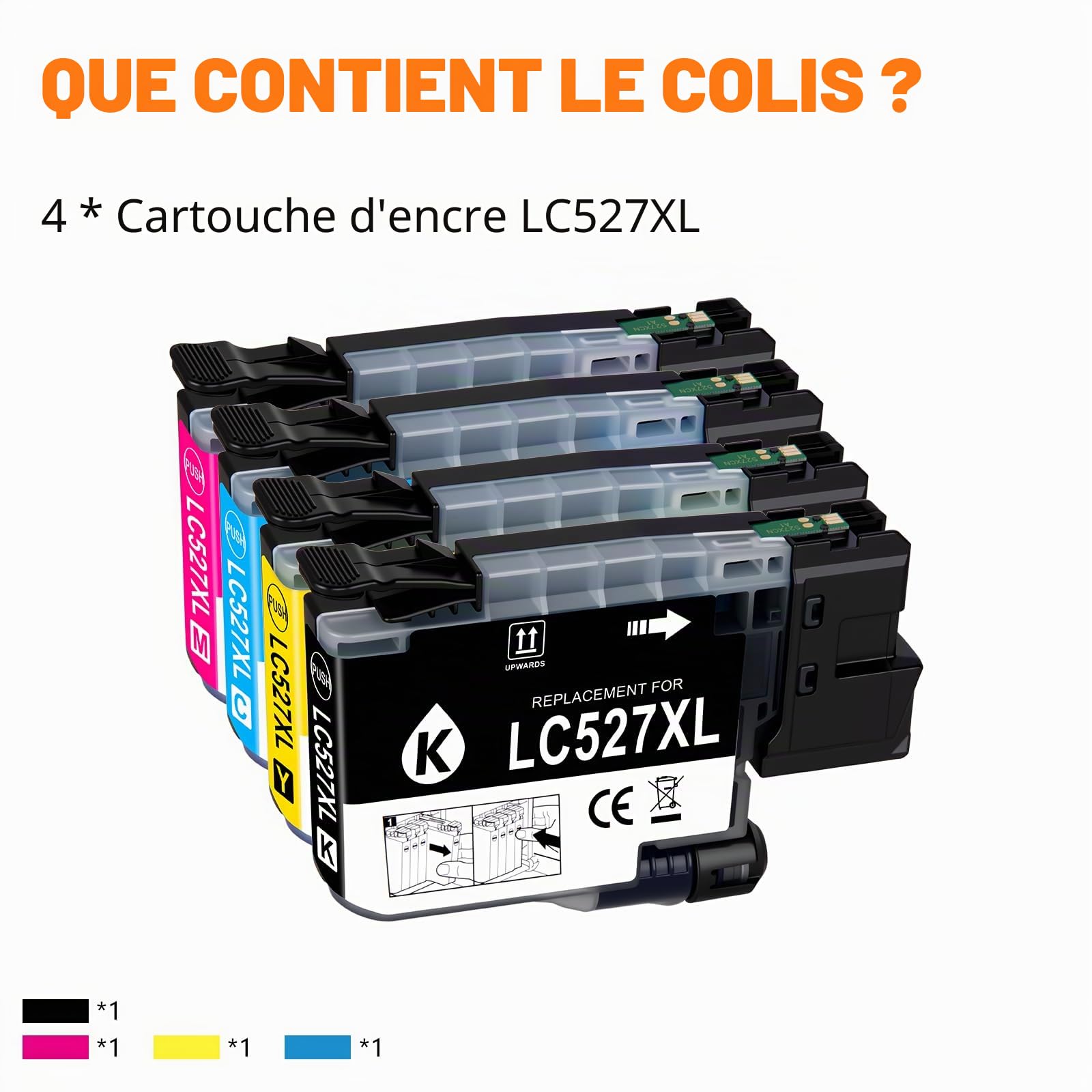 LC527XL LC527 XL Cartouches Compatibles pour Brother LC 527XL Multipack | Compatibles pour Brother 527XL Cartouches LC-527VAL pour Brother MFC-J4350DW MFC-J4550DW (LC527xlBK,4Pack)