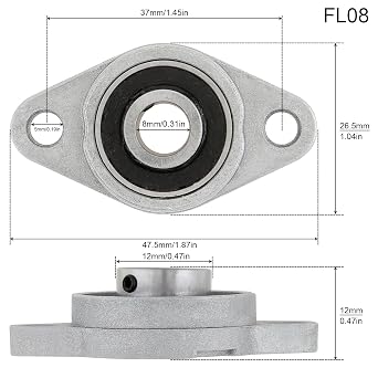 4Pcs KFL08 8mm Inner Bore Mounted Flange Mounted Pillow Block Bearings for Diameter 8mm Linear Shaft Rod T8 Lead Screw