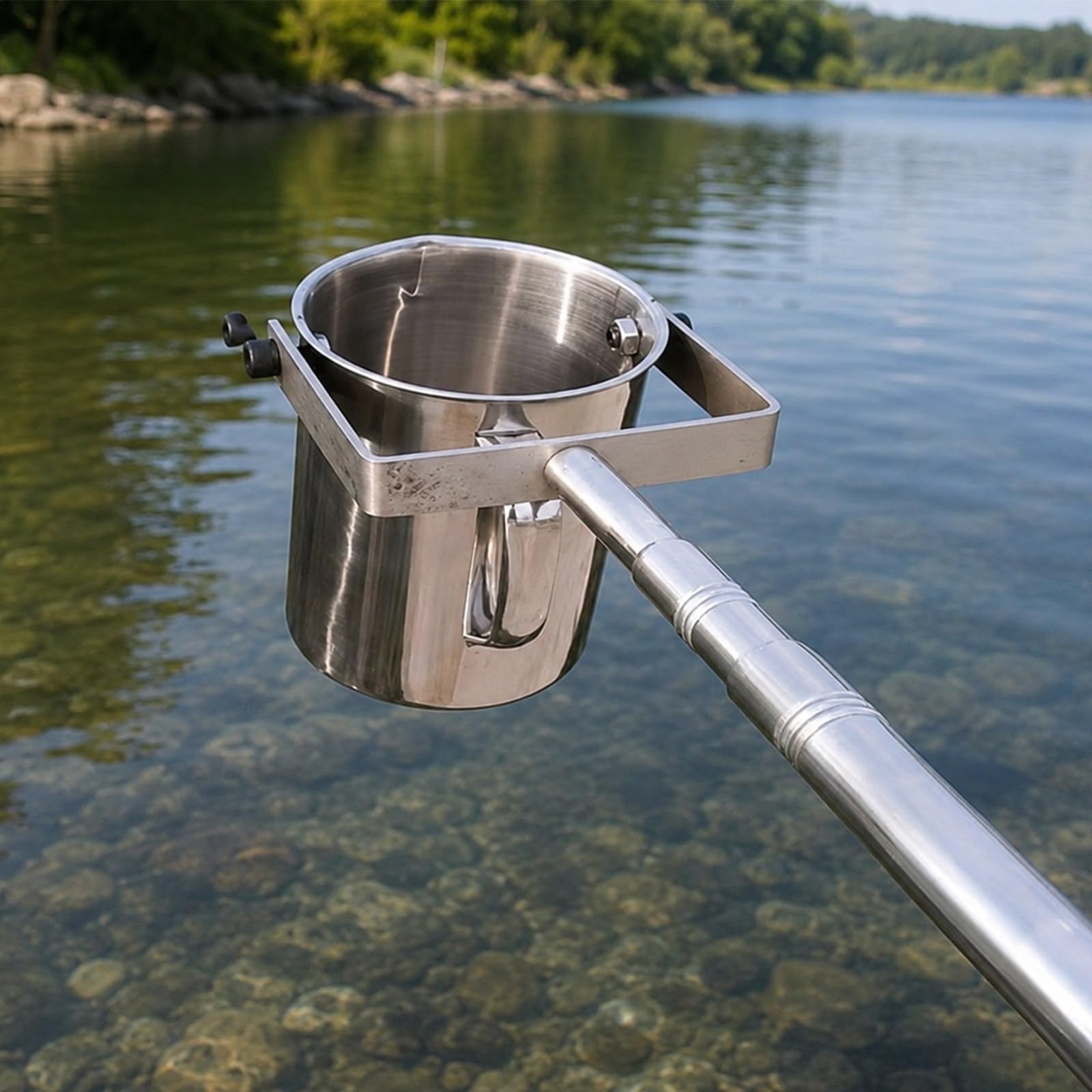 Campionatore d'Acqua in Acciaio Inox con Testa Orientabile e Asta 3.0m | Il Recipiente da 1000 ml con Scala Visibile Facilita i Controlli di Volume in Acquari, Fontane, Laghi, Pozzi e Serbatoi
