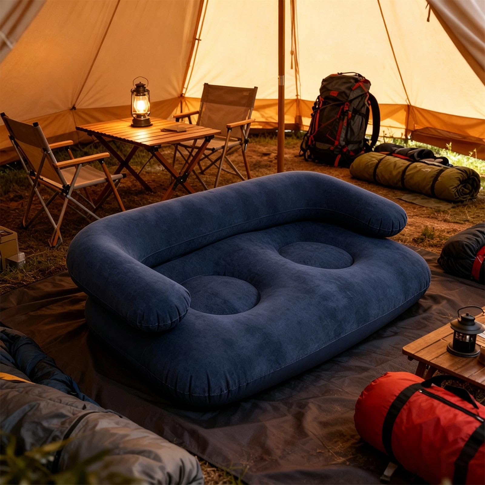 Sofá Hinchable - Sofá Portátil Cómodo con Revestimiento Flocado | Sofás de Aire para el Camping,Para Viajes Patio Jardín Patio Exterior Terraza Porche Balcón Interior Dormitorio Picnic Camping
