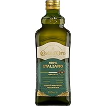 Costa d’Oro – 100% Italiano 750 ml. Olio extravergine di oliva estratto a freddo da olive 100% italiane. Bottiglia da 75 cl.