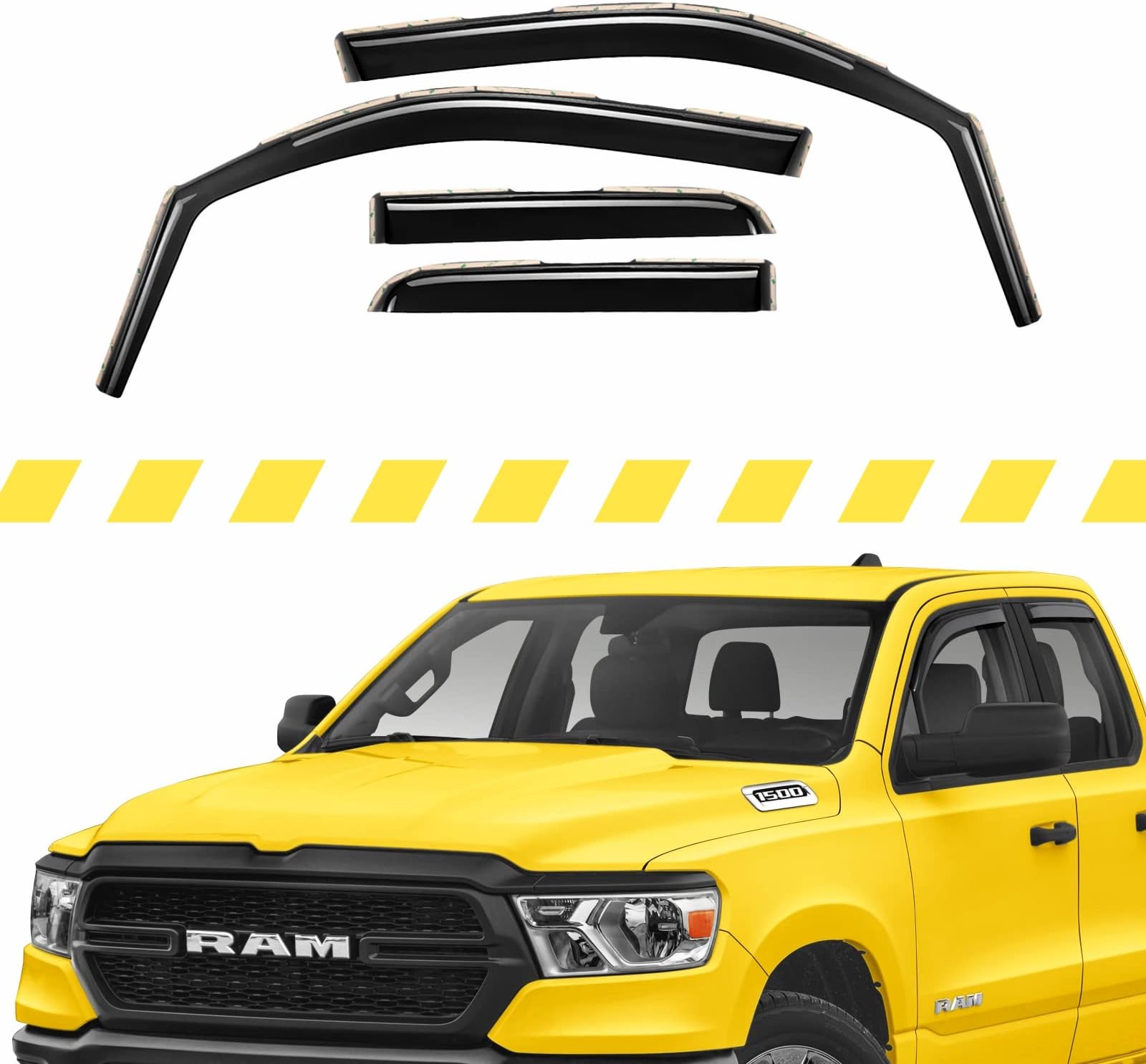 Extra Durable Window Deflectors in-Channel Window Visors Rain Guards Fit for Dodge Ram 1500 2019-2025 Quad Cab, Sun Visors, Wind VentVisors, Vent Shades, Exterior Truck Accessories - 4 pcs. AG0034