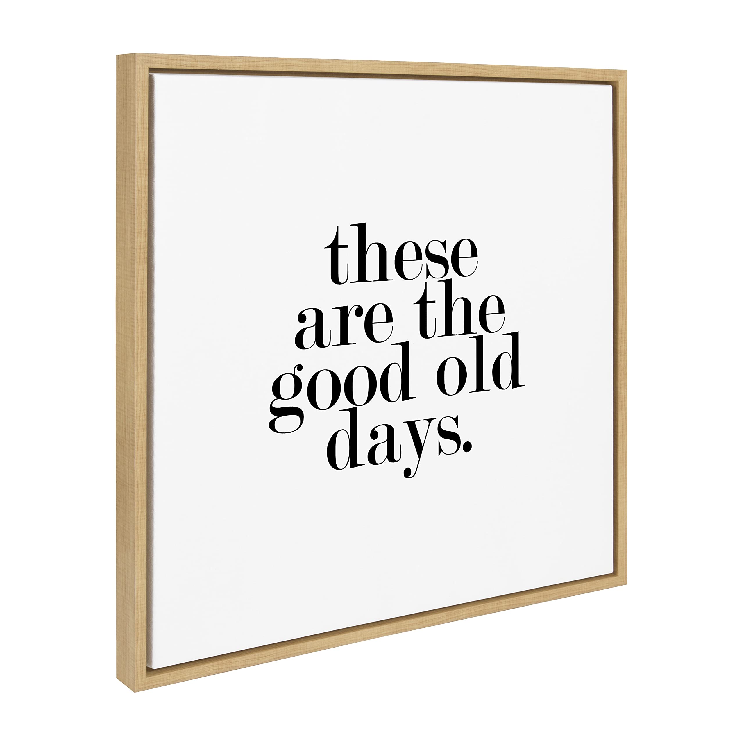 Kate and Laurel Sylvie Good Old Days Framed Canvas Wall Art by Maggie Price of Hunt and Gather Goods, 22x22 Natural, Modern Farmhouse Wall Décor