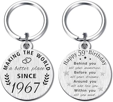 ABNTY 59th Birthday Gifts for Women Men, 59 Year Old Birthday Keychain, Born in 1967 Gifts, 1967 Birthday Decorations