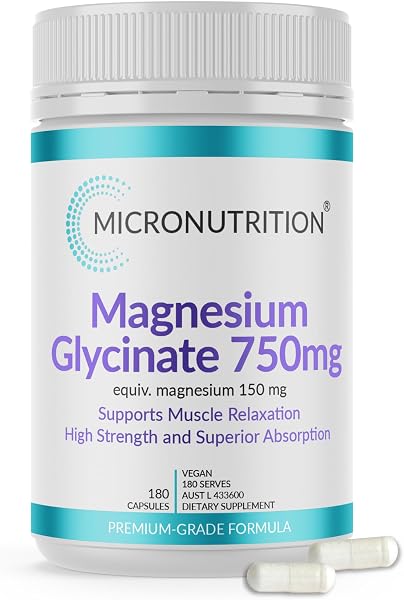 MICRONUTRITION Magnesium Glycinate 750mg Capsules for Sleep Support