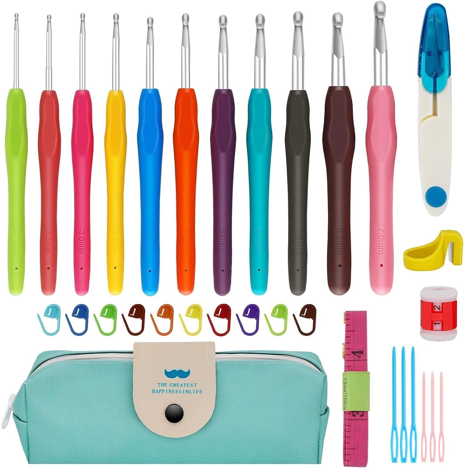 Dangfly Crochet Hooks 32 PCS Crochet Hooks Set with Storage Case,Ergonomic Handle Crochet Hook for Arthritic Hands, Comfortable Smooth Knitting Needles with Stitch Markers (B0D9QR874H) Amazon Price History, Amazon Price Tracker