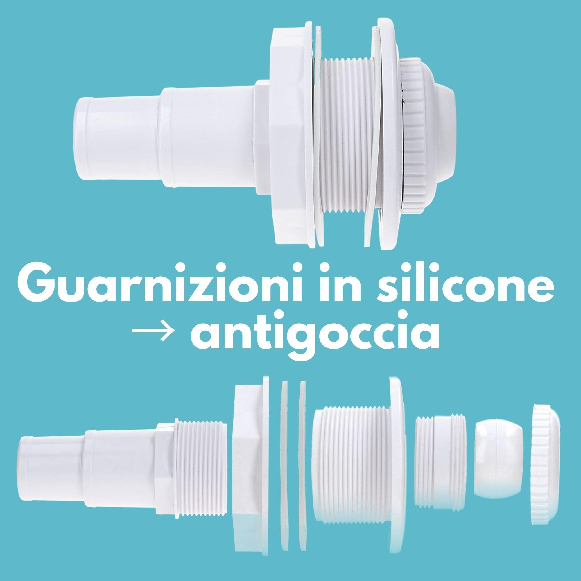 Well2wellness Poolschlauch Piscina Tubo Giunto Connettore 38mm con Filettatura Interna 50mm (020307